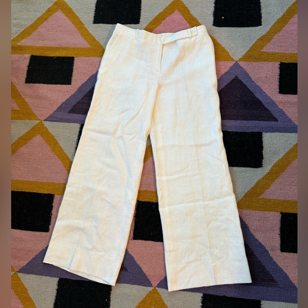 Celine White Linen Trousers
